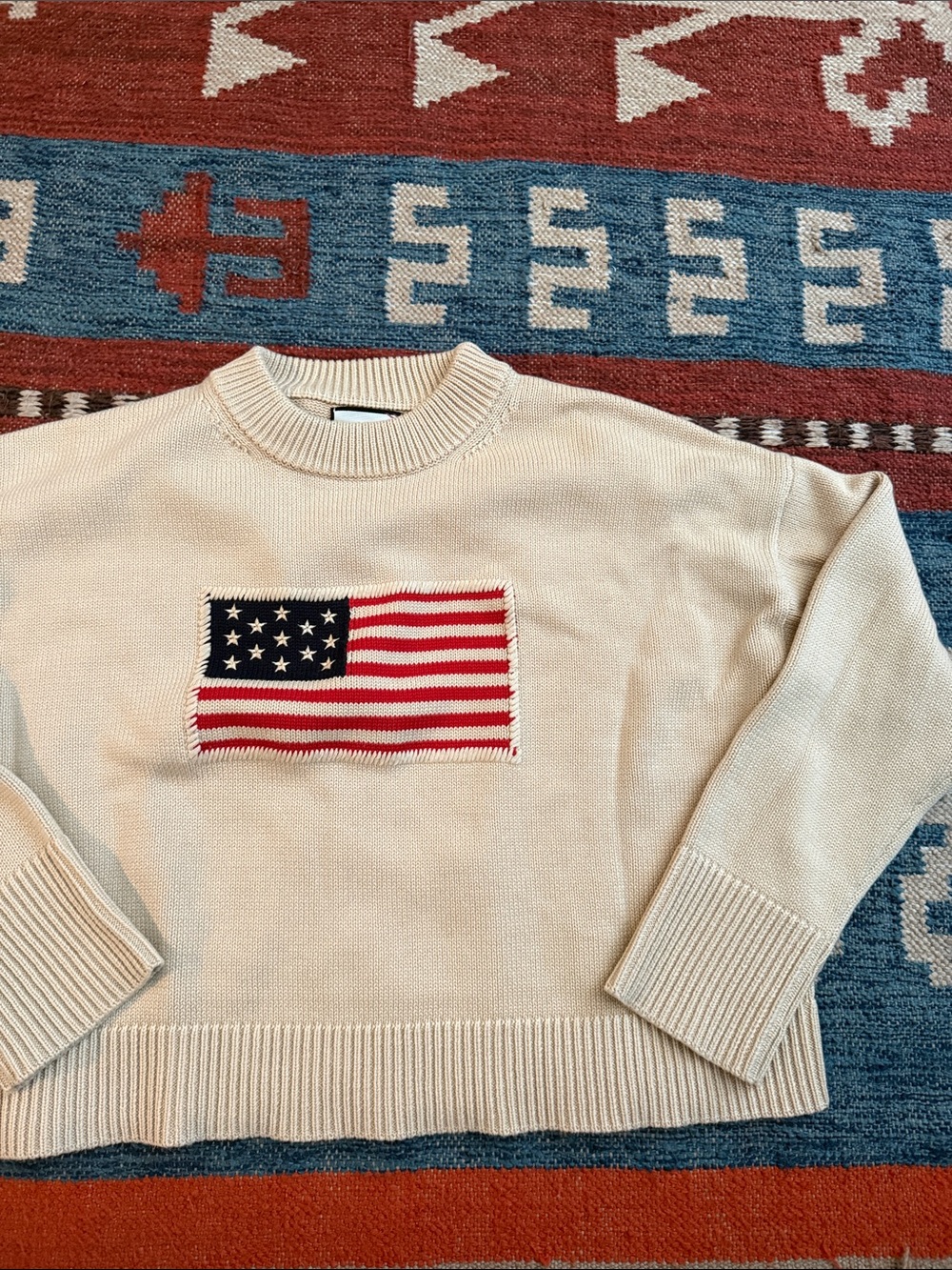 Tuckernuck Cropped Beachwood Cotton Americana Sweater large - Picture 10 of 11